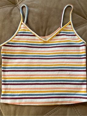 Colsie Ribbed Striped Tank in Peach, Mustard, Navy & Burgundy